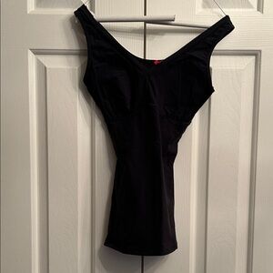 SPANX Black V-Neck Shaping Tank with Wide Straps